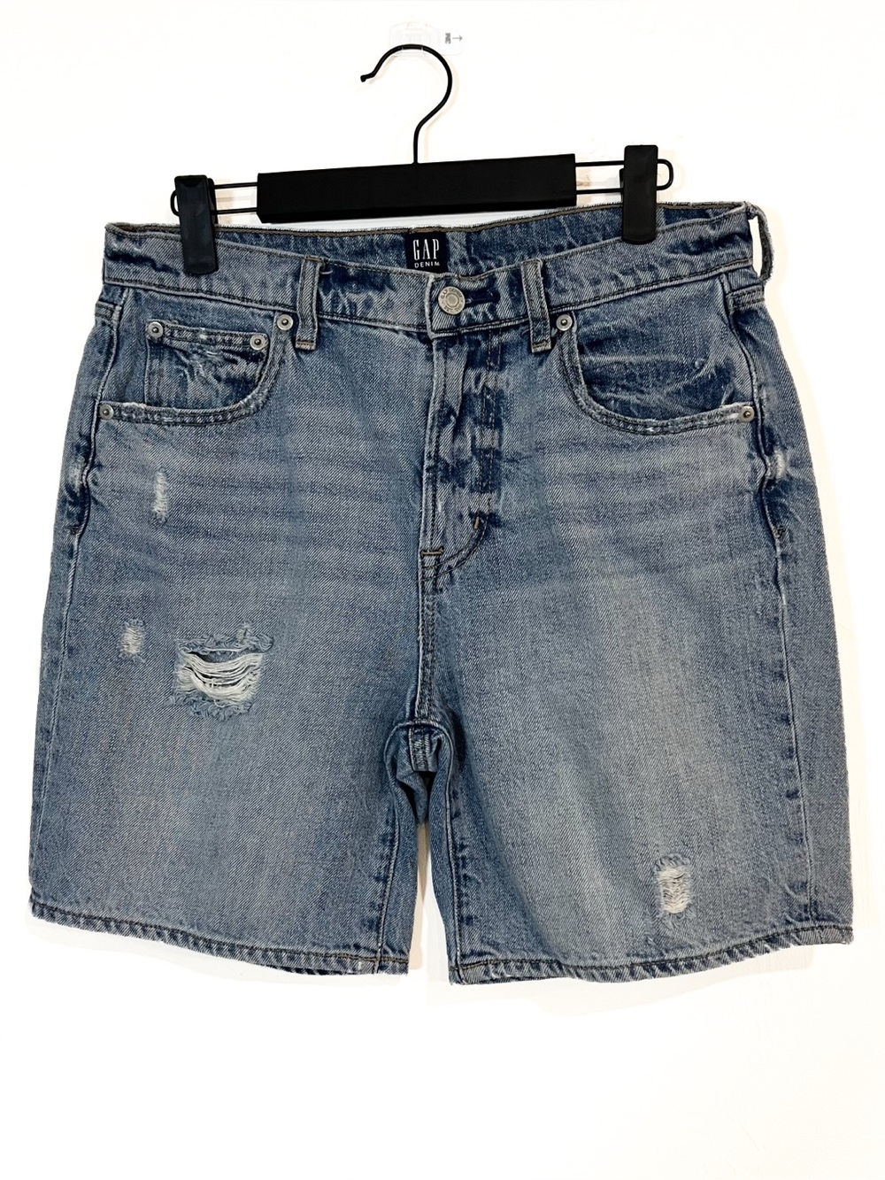 Gap High Rise Distressed Mom Jean Shorts Jorts Size 27